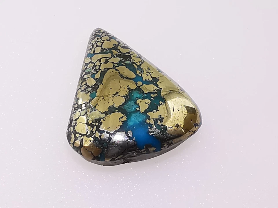 Cabujón Turquesa Persa, Forma de Lágrima, Piedra Azul Estabilizada, 50 Quilates Foto 4 de 4