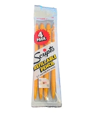Vintage SCRIPTO Yellow Pencil 4 Pack Mechanical 1985 0.7 HB B579 Movie Prop NEW
