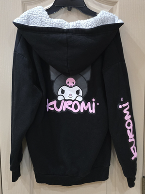 Sanrio Kuromi Hoodie Women's Small Black Zip Sherpa Lined Hello