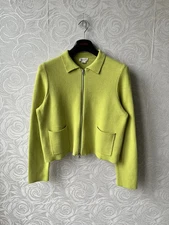 Alexander McQueen Lime Green Knit Zip Cardigan Cropped Sweater Jacket Y2K VTG