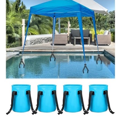 4 Pack Pool Canopy Anchor Bags Floating Umbrella Kit PVC Water Weight Buckets