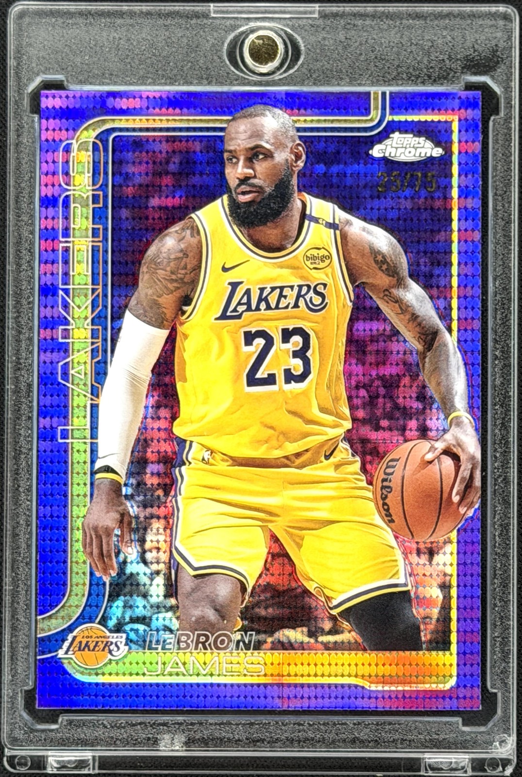 LeBron James 2025-26 Topps Chrome #127 Purple Pulsar Refractor 25/75 Lakers