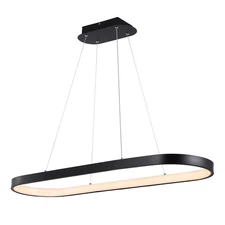 JYL7120A 38.75" Modern Linear LED Pendant Light, Black Minimalist Oval Island...