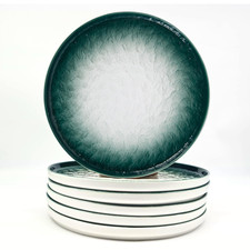 Set of 6 Dinner Plates 25.5cm Green Ceramic Dinner Plates Modern Dinner Service Round