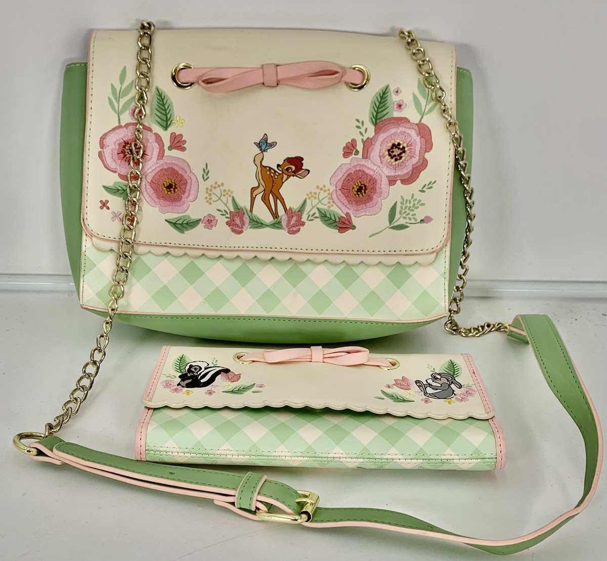 LOUNGEFLY DISNEY Crossbody Bag BAMBI THUMPER FLOWER Purse With