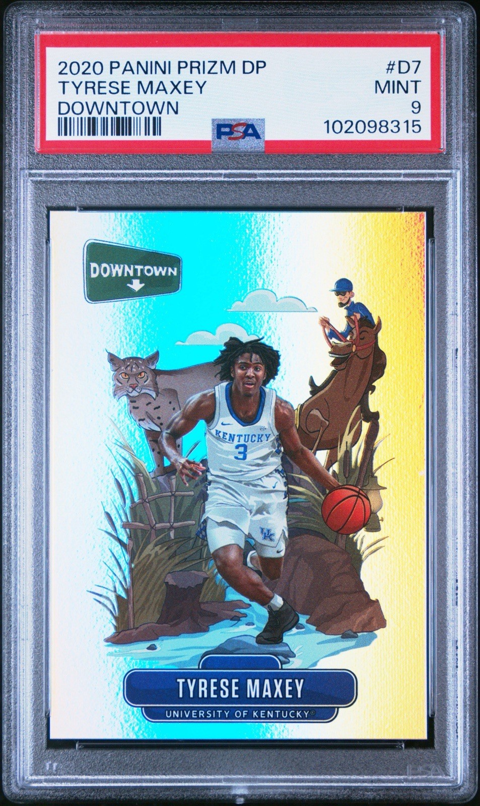 2020 Panini Prizm Draft Picks Downtown! Tyrese Maxey PSA 9 Case Hit SSSP D-7