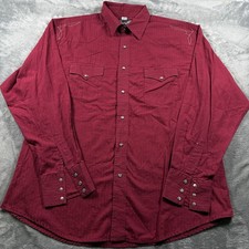 Vintage Wrangler Authentic Western Shirt Mens XL Burgundy Pearl Snap Casual Yoke