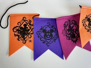 Disney Parks Halloween Felt Banner Mickey, Minnie, Goofy, Pluto 10-ft Long!