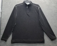 True Grit California Sweatshirt Mens L Gray Fleece Lined Long Sleeve Quarter Zip