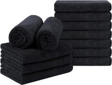 Black Salon Towel, Pack of 12 Not Bleach Proof, 16 X 29 Inches Super Soft and