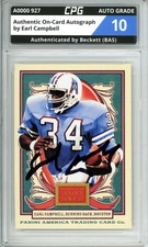 Authentic On-Card Autograph Signed by Earl Campbell CPG Auto Grade 10
