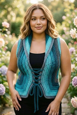 handmade crochet womans mandala top vest festival plus xl/1x spirit new USA made