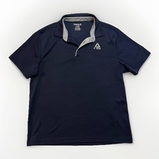 Reebok Men's Short Sleeve Performance Training Polo Shirt Wicking Navy Blue L