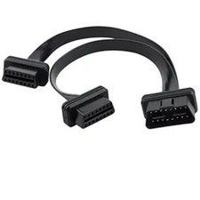 Ultra Low Profile Straight 16 Pin OBD2 OBDII Splitter Extension Cable Male to Du