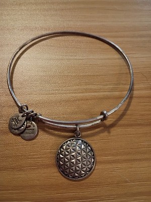Alex and Ani Epcot Spaceship Earth bangle bracelet Silver