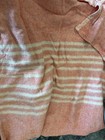 Antique French Wool Blanket Throw Pink Striped With Maker Tag Look — photo 2