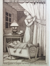 Original Radierung von 1914, Rudolf Schiestl "Viel Glück u. Segen im neuen Jahr"