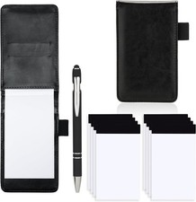10 Pack Small Notepad Holder 3x5 Pocket Notebook with Pen Black Plain Leather PU