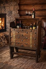 Mobile Bar Rustico Stile Medievale Porta Bottiglie Fine 900