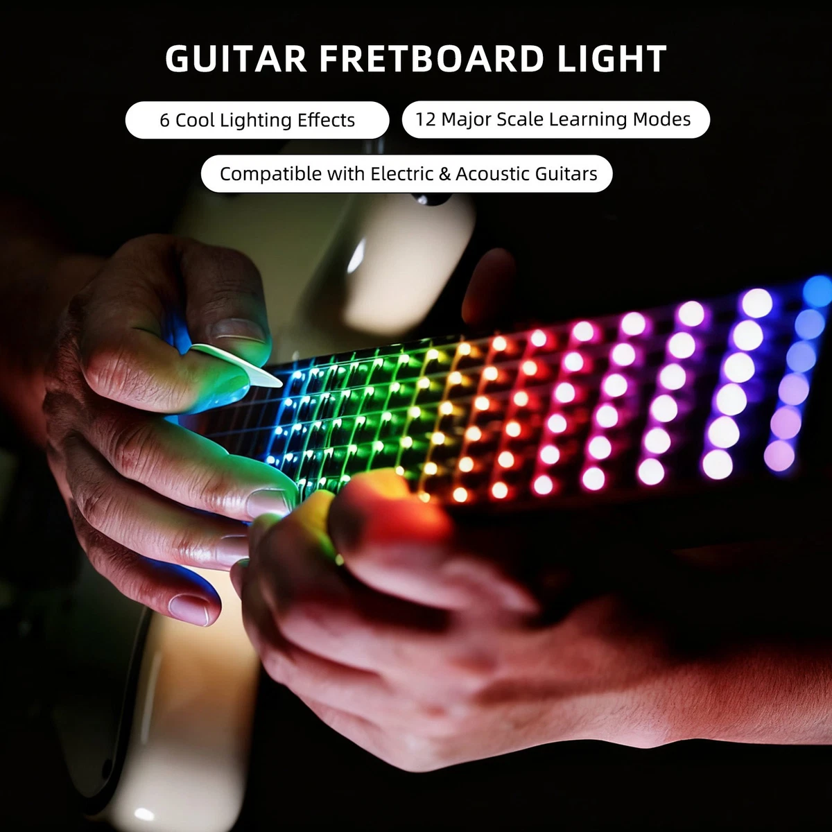 Diapasón de guitarra inteligente SCT-86 tira de luz LED escala 12 aprendizaje y 6 modos de escenario