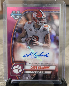 2024 Bowman Chrome U Football CADE KLUBNIK Fuschia Refractor Auto #52/150