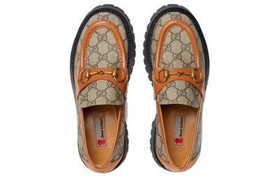 Gucci GG Supreme Monogram Horsebit Lug Sole Loafers size 9.5  39.5 723283