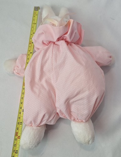 Vintage Russ Berrie Luv Pets Hoppity Bunny White Rabbit Plush Pink Poka Dot 12” - Picture 3 of 7
