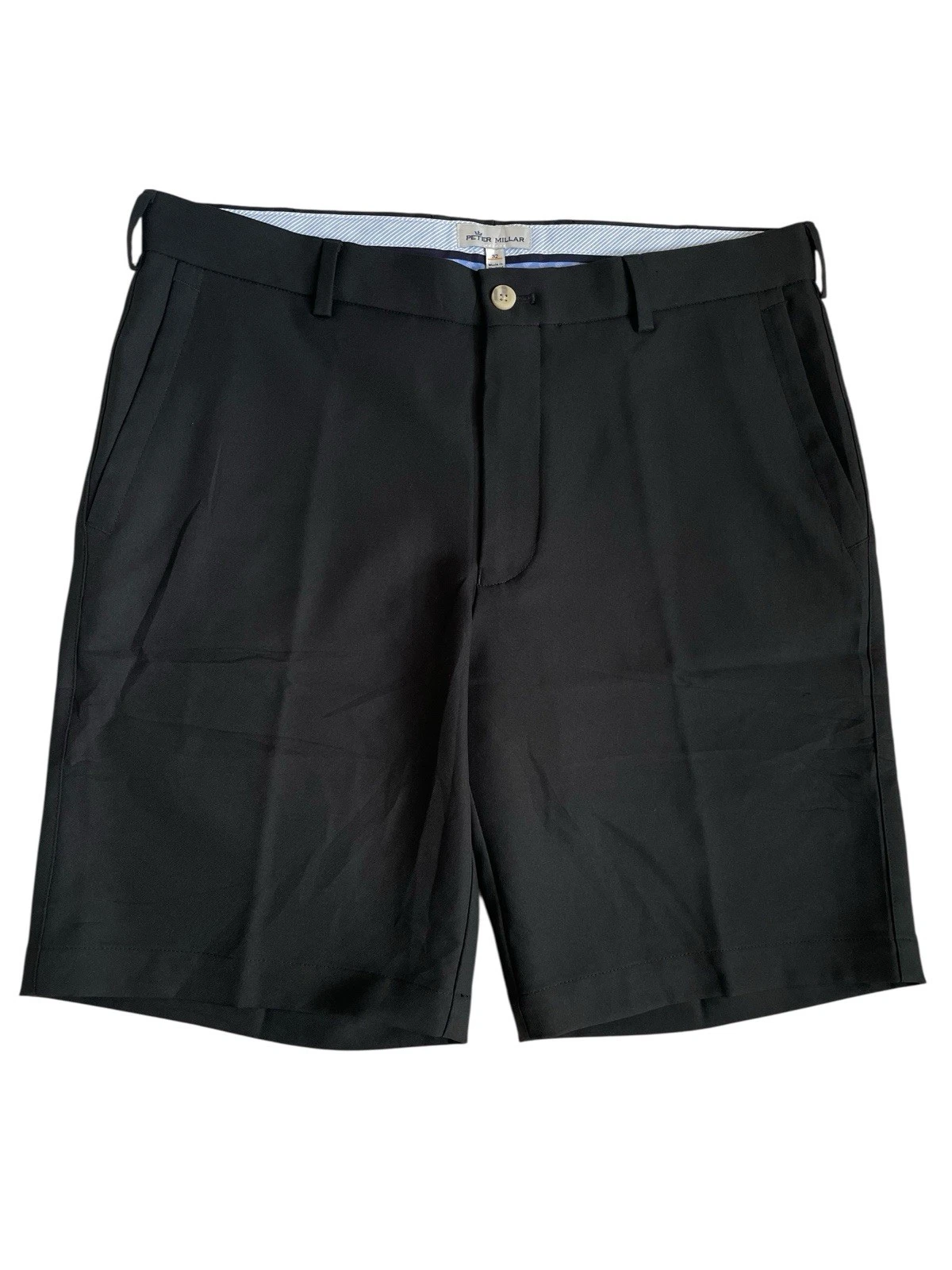 Peter Millar Salem Shorts Mens 32 Black Polyester Chinos Golf Performance EB82