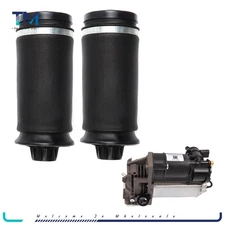 2PCS Rear Suspension Spring Bags & Compressor Pump For Mercedes X164 GL350 GL450