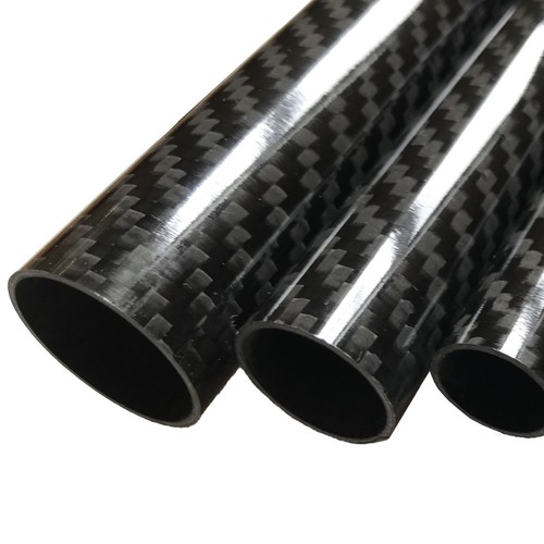 (4) Carbon Fiber Tubes - 20mm x 18mm x 500mm - 3K Twill High Gloss - (4) Tubes