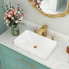 Vessel Sink-Beslend Bathroom Semi Recessed Sinks 19x12 Rectangular White Ceramic