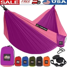 Heavy Duty Hammock 400lbs Capacity Portable Lightweight Easy Install Tree Straps