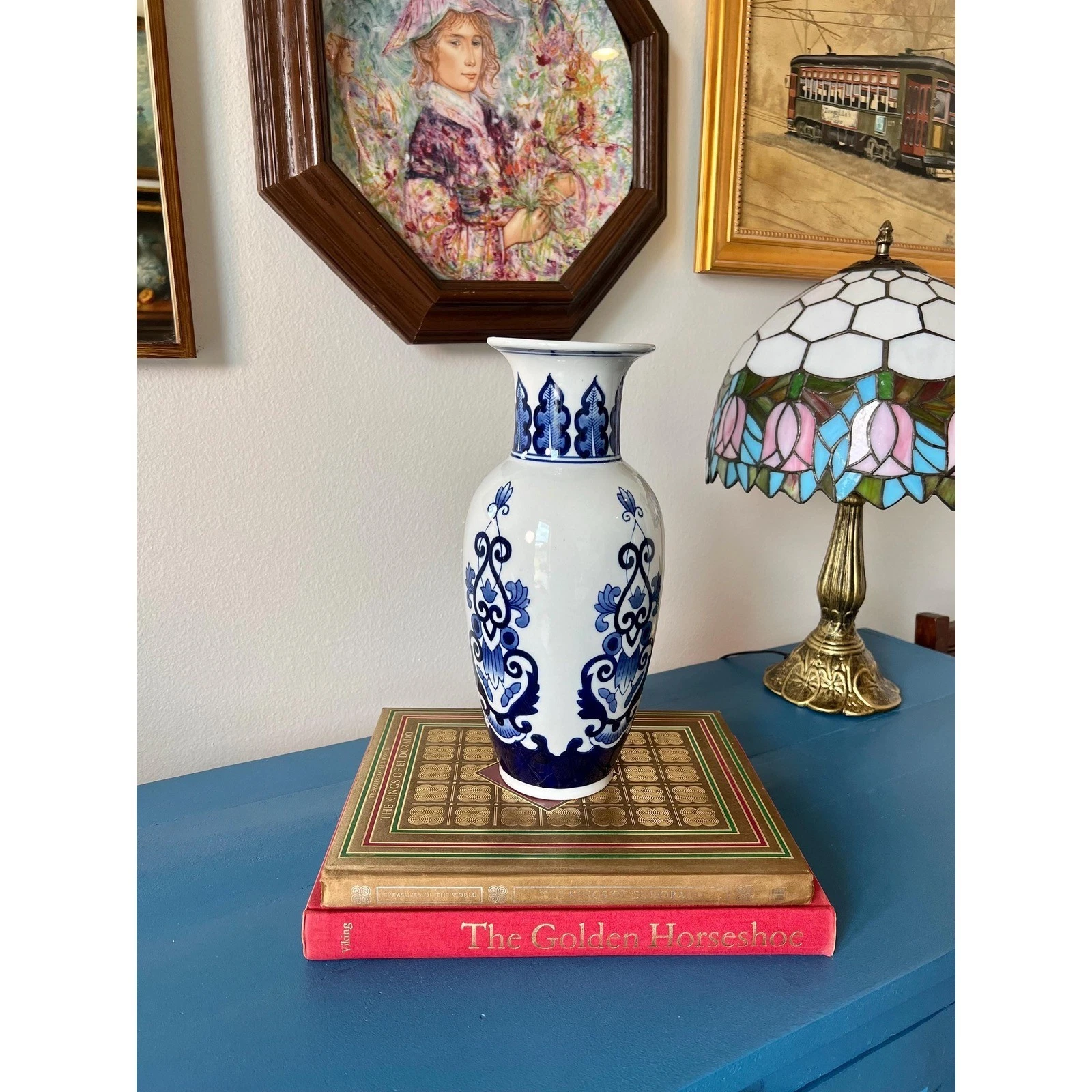 Vintage Blue White Chinoiserie Vase | Cobalt Floral Porcelain Decor
Opens in a new window or tab