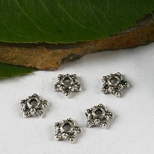 100pcs 6mm Tibetan Silver Flower Design Beads Caps Charms H2998