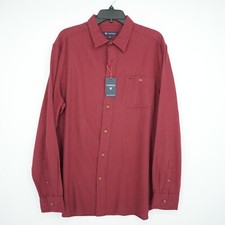 Cremieux Men's Long-Sleeve Shirt L Red Black Specks NWT 79.50