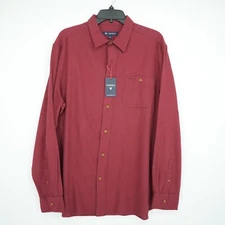 Cremieux Men's Long-Sleeve Shirt L Red Black Specks NWT $79.50