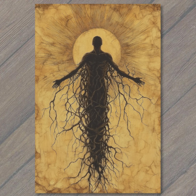 Art Print  Dark Sun Cult Surreal Floating Roots Apocalyptic Vision Monstrous Blo