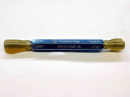NEW 10 32 UNJF 3B VERMONT THREAD PLUG GAGE #10 .190 GO NO GO PDS= .1697 & .1726 - Picture 2 of 4