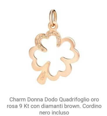 Dodo pomellato ciondolo Quadrifoglio NUOVO Oro Rosa 9k Con