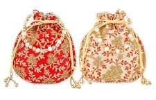 Set of 2 Handmade Traditional Ethnic Potli Bag Clutch Pouch Batwa for Women