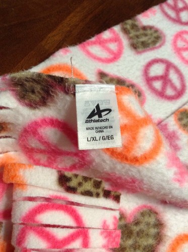Girl's Athletech Fleece Scarf Size L/XL Heart/Snowflake/Peace Sign Multicolored - Picture 3 of 3