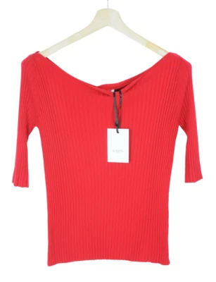 ZAPA Blouse Femme Taille M Manches 3/4 Maille Rouge Col Rond à Enfiler - Photo 1/4