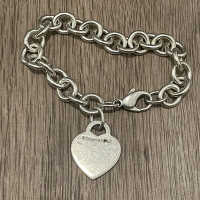 Tiffany & Co 925 Silver Please Return To New York Heart Tag Charm