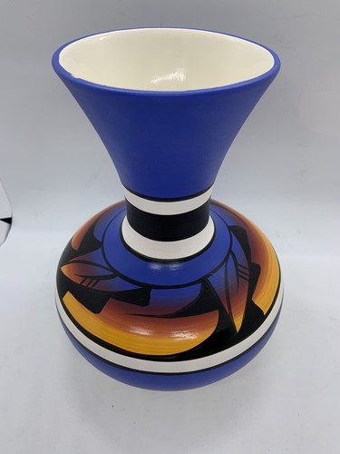 Native American Art Pottery Vase Blue Sunset Colors Southwest Navajo Signed 9” - Picture 2 of 7