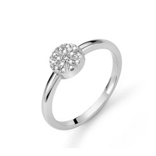 Anello Donna Miluna Tondo In Argento E Diamanti Naturali LID3557M14 NUOVO E O...