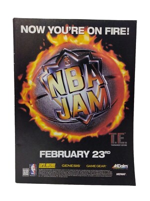 NBA Jam Print Ad Poster Official Art Magazine 1994 Super NES