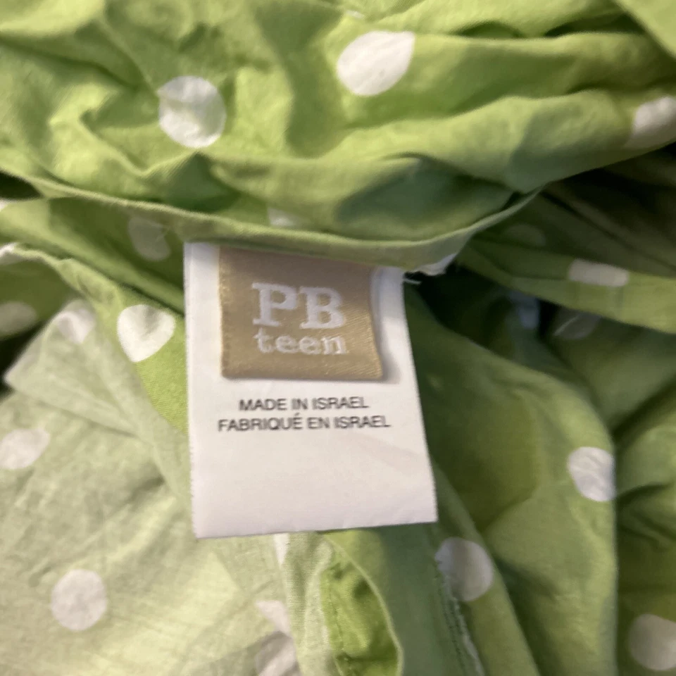 Пододеяльник Pottery Barn PB Teen Green & White Dottie Full Queen в горошек 86 дюймов - Изображение 3 из 4