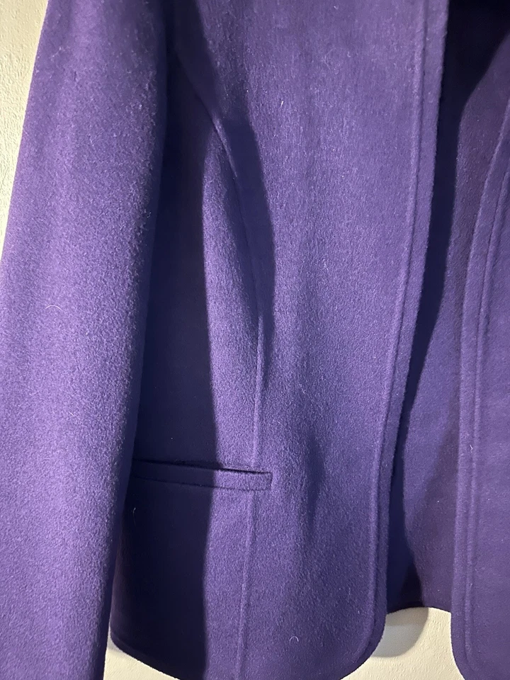 Talbots Jacket Womens 2 Petite Purple Open Blazer 100% Wool Long Sleeve - Image 3 of 4