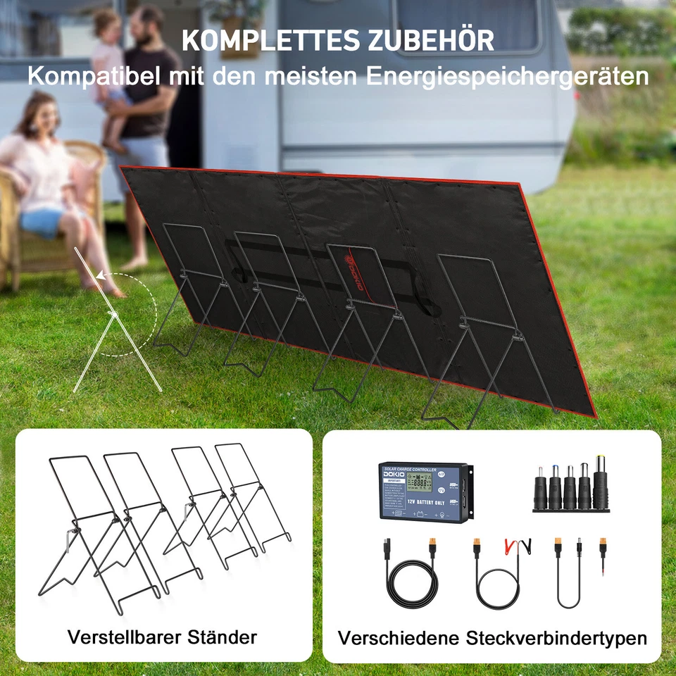 Dokio Solarpanel 300w Faltbar Tragbar 12V Solar für Camping Wohnmobil Kraftwerk - Bild 3 von 4