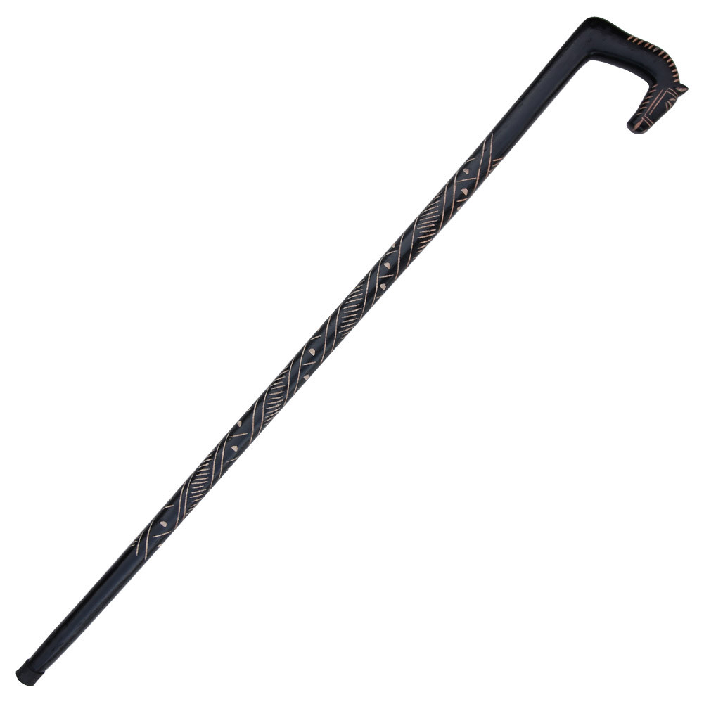 Handcrafted Eucalyptus Friesian Stud Walking Cane Hiking Staff Stick